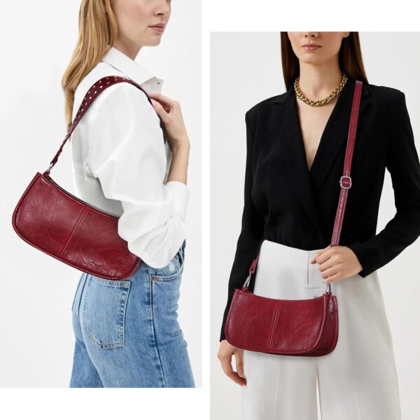 Shoulder Bags for Women Red Purse Burgundy Purse 90s Y2k Bag Studded Shoulder Crossbody Bag Trendy Leather Handbag