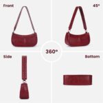 Shoulder Bags for Women Red Purse Burgundy Purse 90s Y2k Bag Studded Shoulder Crossbody Bag Trendy Leather Handbag