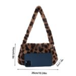 Soft Faux Fur Mini Shoulder Bag Plush Underarm Handbag Cow Print Leopard Print