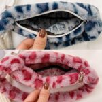 Soft Faux Fur Mini Shoulder Bag Plush Underarm Handbag Cow Print Leopard Print