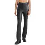 Steve Madden Womens Citrine Black Faux Leather Mid-Rise Flared Pants M BHFO 4967