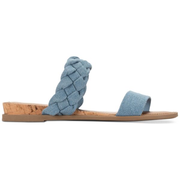 Sun + Stone Womens Easten Blue Slide Sandals Shoes 8 Wide (C,D,W) BHFO 7456