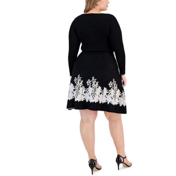 Taylor Womens Knee-Length Floral Print Sweaterdress Plus BHFO 7036