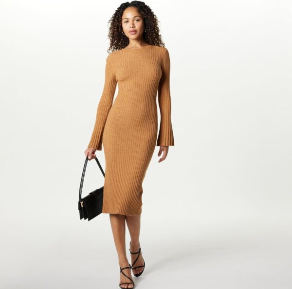 The Drop Women's Fernanda Bell Sleeve Ribbed Sweater Dress