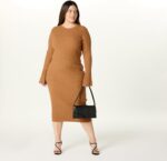 The Drop Women's Fernanda Bell Sleeve Ribbed Sweater Dress