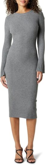 The Drop Women's Fernanda Bell Sleeve Ribbed Sweater Dress