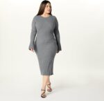 The Drop Women's Fernanda Bell Sleeve Ribbed Sweater Dress