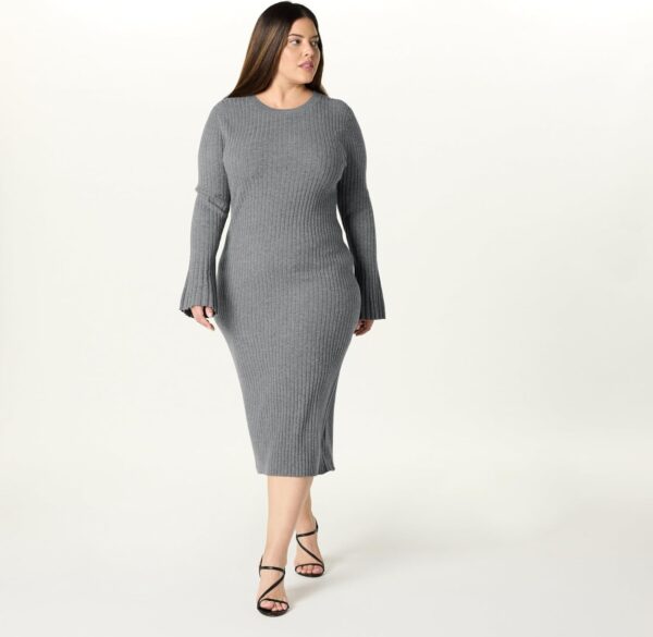 The Drop Women's Fernanda Bell Sleeve Ribbed Sweater Dress