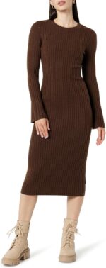 The Drop Women's Fernanda Bell Sleeve Ribbed Sweater Dress