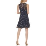 Tommy Hilfiger Womens Navy Floral Mini Fit & Flare Dress Petites 8P BHFO 3349