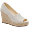 Toms Womens Michelle Canvas Slip On Peep Toe Espadrilles Shoes BHFO 8475