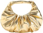 Verdusa Women's Metallic Ruched Bags PU Leather Evening Clutch Handbags