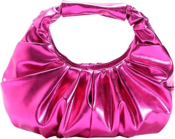 Verdusa Women's Metallic Ruched Bags PU Leather Evening Clutch Handbags