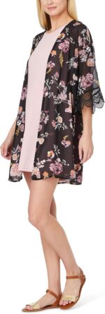 WallFlower Women's Sleeveless Swing Dress & Printed Kimono Set