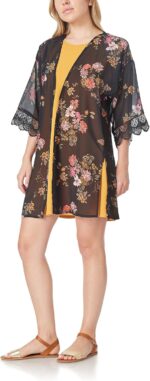 WallFlower Women's Sleeveless Swing Dress & Printed Kimono Set