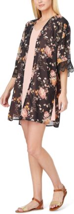 WallFlower Women's Sleeveless Swing Dress & Printed Kimono Set