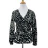 Who What Wear Top Womens S Small Swirling Leopard Keyhole Tie Peplum Wrap Blouse