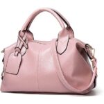 Women's Boston Pillow Bags PU Leather Practical Shoulder Crossbody Hobo Handbag Top-Handle Satchel Purse pink