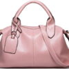 Women's Boston Pillow Bags PU Leather Practical Shoulder Crossbody Hobo Handbag Top-Handle Satchel Purse pink