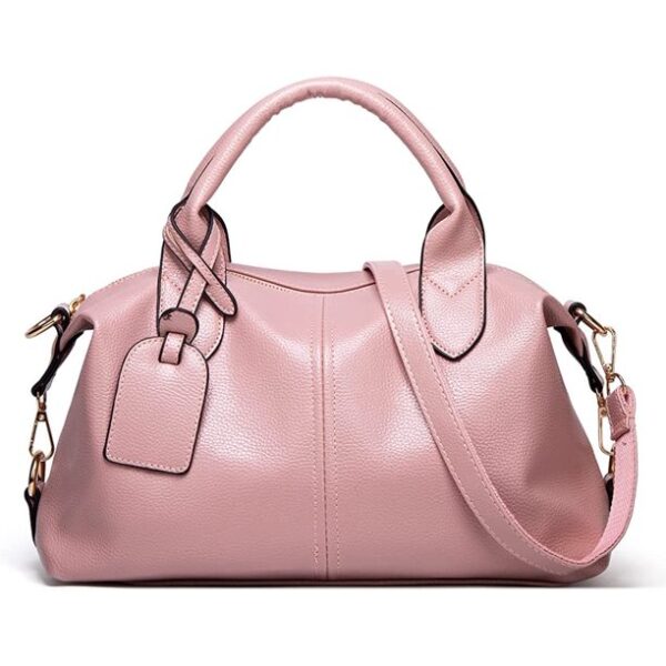 Women's Boston Pillow Bags PU Leather Practical Shoulder Crossbody Hobo Handbag Top-Handle Satchel Purse pink