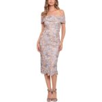 Xscape Womens Pink Lace Sheath Dress 2 BHFO 5359