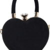 YOUI-GIFTS Heart Shaped Purse Plush PU Velvet Shoulder Bag Handbag Crossbody Bag with Chain Clutch Evening Bag for Women