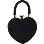 YOUI-GIFTS Heart Shaped Purse Plush PU Velvet Shoulder Bag Handbag Crossbody Bag with Chain Clutch Evening Bag for Women