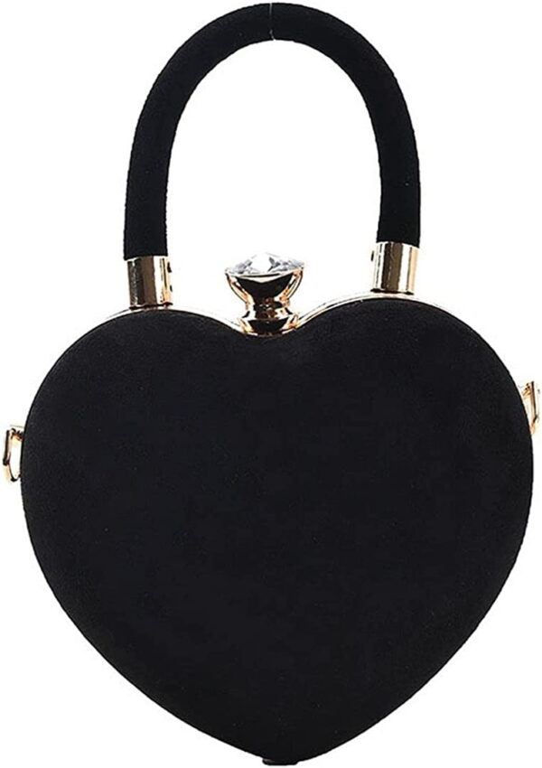 YOUI-GIFTS Heart Shaped Purse Plush PU Velvet Shoulder Bag Handbag Crossbody Bag with Chain Clutch Evening Bag for Women