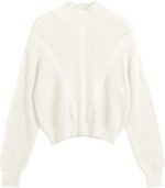 ZAFUL Women's Cropped Turtleneck Sweater Lantern Sleeve Ribbed Knit Pullover Sweater Jumper