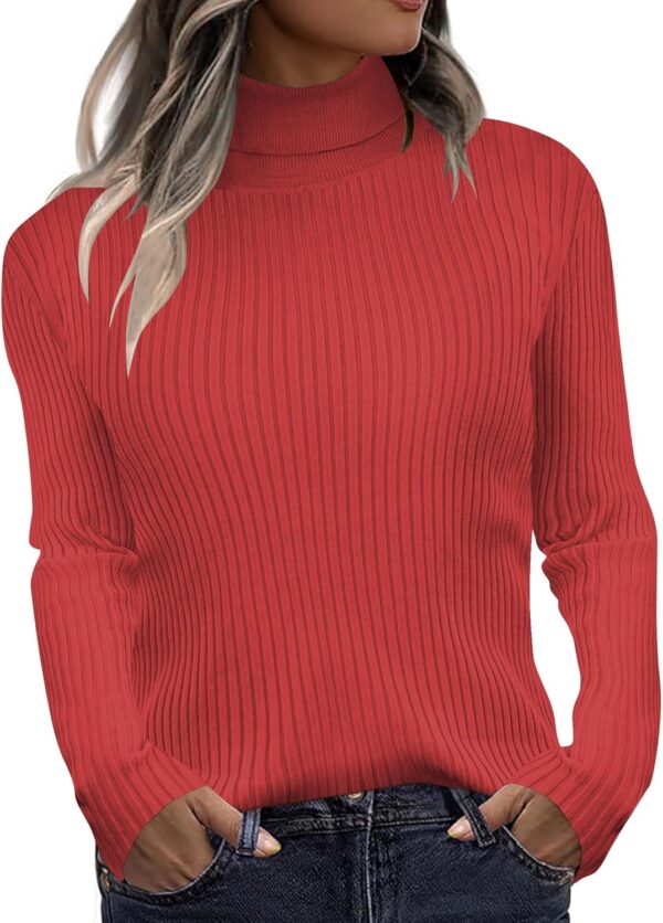 Zeagoo Women's Turtleneck Sweaters 2024 Fall Fitted Long Sleeve Pullover Sweater Ribbed Knit Basic Tops