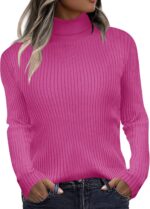 Zeagoo Women's Turtleneck Sweaters 2024 Fall Fitted Long Sleeve Pullover Sweater Ribbed Knit Basic Tops