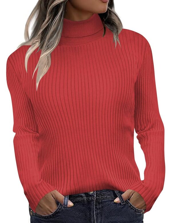 Zeagoo Women's Turtleneck Sweaters 2024 Fall Fitted Long Sleeve Pullover Sweater Ribbed Knit Basic Tops