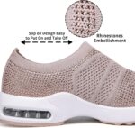 ZYEN Women's Slip On Walking Shoes Fashion Rhinestone Mesh Breathable Platform Tennis Athletic Shoes Lightweight Comfortable Air Cushion Running Workout Spakle Glitter Sneaker