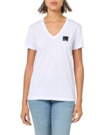 A | X ARMANI EXCHANGE Armani Exchange Women's Limited Edition MixMag Cotton V-Neck T-Shirt, Optic White