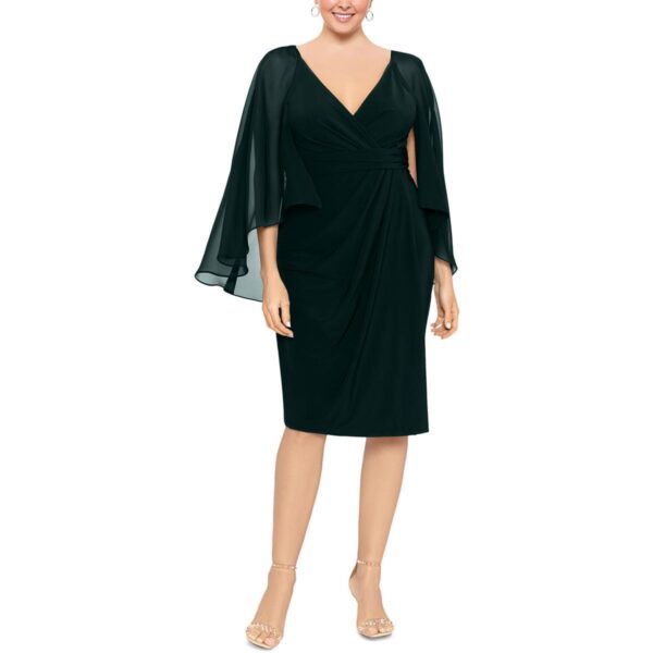 Betsy & Adam Womens Green Ruched Sheath Dress Plus 16W BHFO 1681