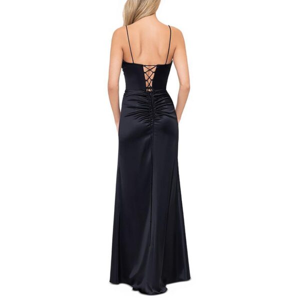 Blondie Nites Womens Satin Lace-Up Formal Evening Dress Gown Juniors BHFO 0993