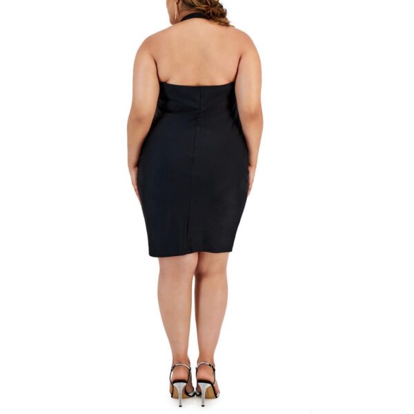 City Studio Womens Black Asymmetrical Midi Halter Dress Plus 1X BHFO 0671