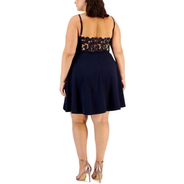 City Studio Womens Crepe Lace Back Skater Mini Dress Plus BHFO 0535