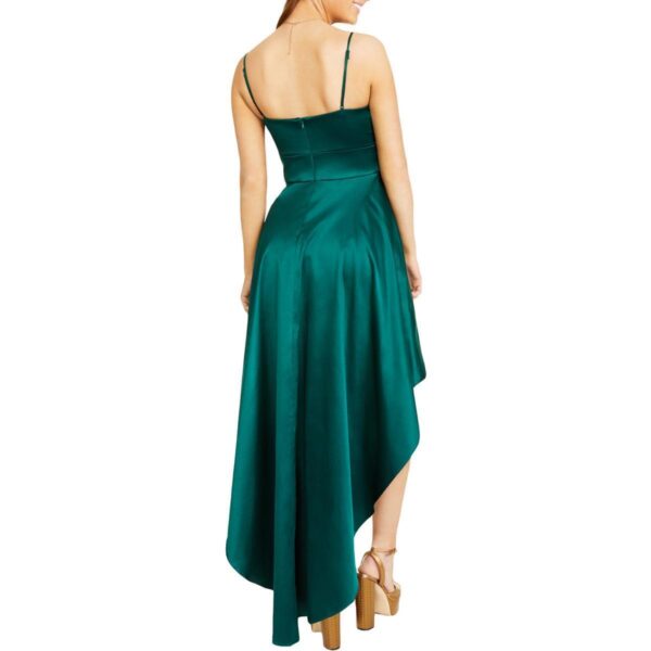 City Studios Womens Green Hi-Low Satin Evening Dress Gown Juniors 3 BHFO 3695