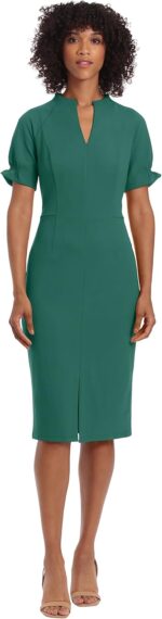 Maggy London Women's Notch Neck Sleek Sheath Dress Office Workwear