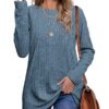 OFEEFAN Womens Tops Long Sleeve Oversized Sweaters for Women 2024 Fashion Blue XL