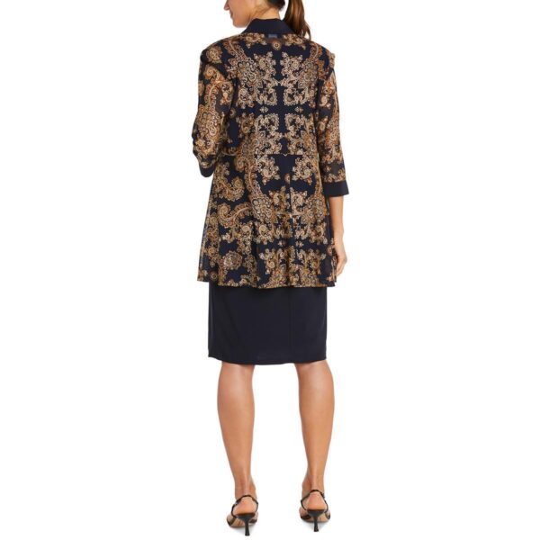 R&M Richards Womens Navy Foiled Knee-Length Two Piece Dress Plus 16W BHFO 0266