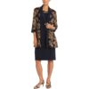 R&M Richards Womens Navy Foiled Knee-Length Two Piece Dress Plus 16W BHFO 0266