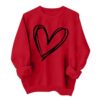 Spring Tops for Women 2025 Trendy Scoop Neck Long Sleeve Valentine's Day Spring Love Heart Graphic Tshirts Loose Fit Tunics Dressy Casual Sweatshirts Boho Shirts T Womans Yoga Old Money Outfits Red