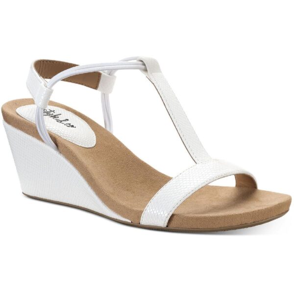 Style & Co. Womens Mulan White Wedge Sandals Shoes 6 Medium (B,M) BHFO 6122