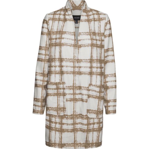 Vero Moda Womens Freja Beige Plaid Midi Fleece Jacket Outerwear XS BHFO 1375