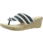 White Mountain Womens Beachball Navy Wedge Sandals 8 Medium (B,M) BHFO 2506