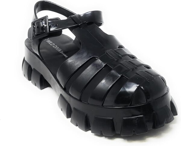 Wild Diva Women's Caged Chunky Heel Caged Jelly Sandals Paree-01