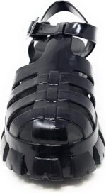 Wild Diva Women's Caged Chunky Heel Caged Jelly Sandals Paree-01