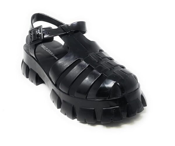 Wild Diva Women's Caged Chunky Heel Caged Jelly Sandals Paree-01